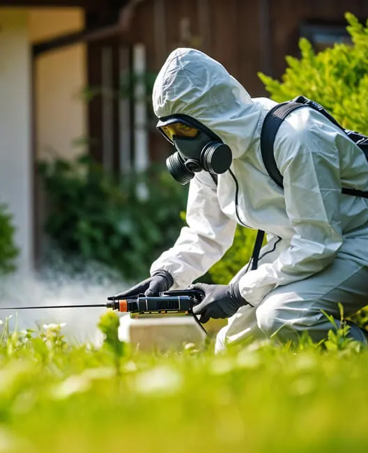 Technician preparing eco-friendly pest treatment equipment