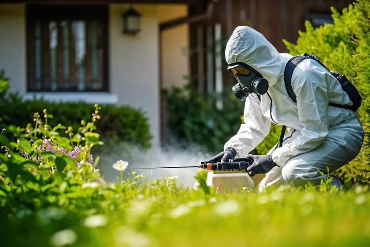 Technician inspecting a kitchen for pest activity